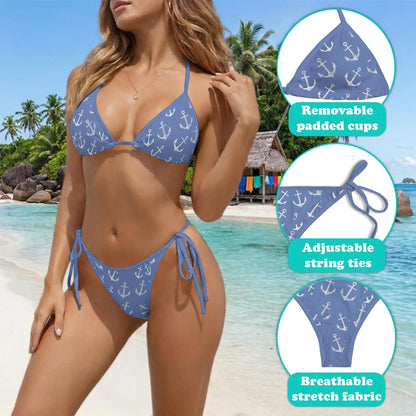 Boat Anchor Bikini Set for Women, Two Piece Swimsuit, Nautical Beachwear | Azhawaiian
