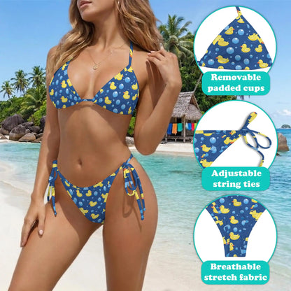 Cute Duck Bikini Set for Women, Two Piece Swimsuit, Playful Animal Beachwear | Azhawaiian