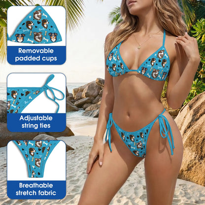 Australian Shepherd Dog Bikini Set For Women, Cute Pet Two Piece Swimsuit | Azhawaiian