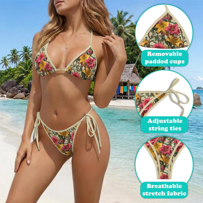 Lilium Bikini Set for Women, Two Piece Swimsuit, Floral Botanical Beachwear | Azhawaiian