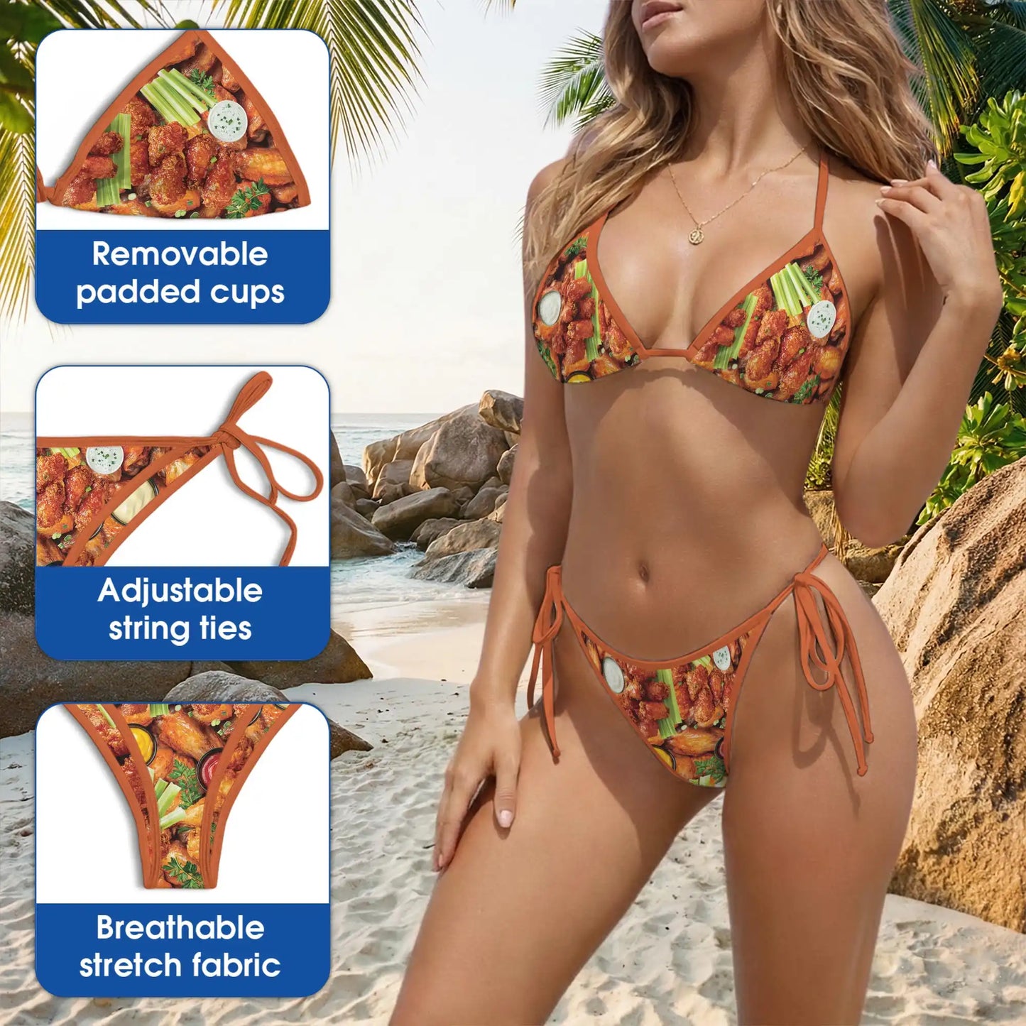 Chicken Wing Bikini Set for Women, Two Piece Swimsuit, Food-Themed Beachwear | Azhawaiian  2. Description