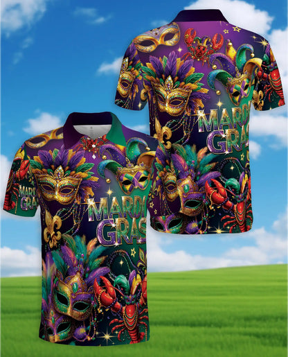 Mardi Gras Mask Polo Shirt - Carnival Festival Style | Azhawaiian