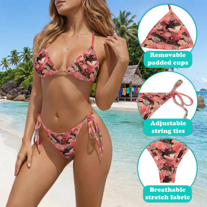 Floral Frog Bikini Set for Women, Two Piece Swimsuit, Botanical Nature Beachwear | Azhawaiian