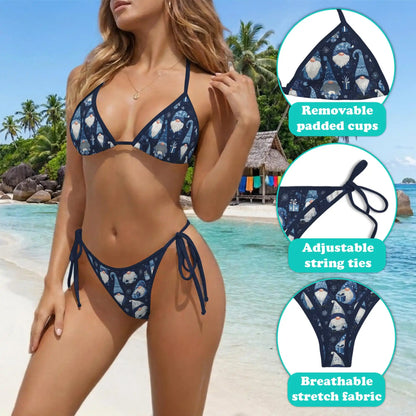 Snow Gnomes Bikini Set for Women, Two Piece Swimsuit, Winter Holiday Beachwear | Azhawaiian