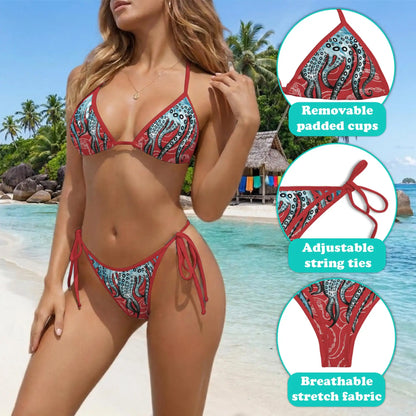 Tropical Tentacles Bikini Set for Women, Two Piece Swimsuit, Octopus Ocean Beachwear | Azhawaiian