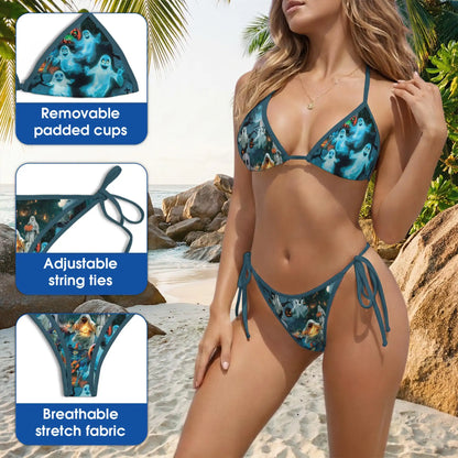 Halloween Bikini Set, Spooky Ghost Two Piece Swimsuit | Azhawaiian