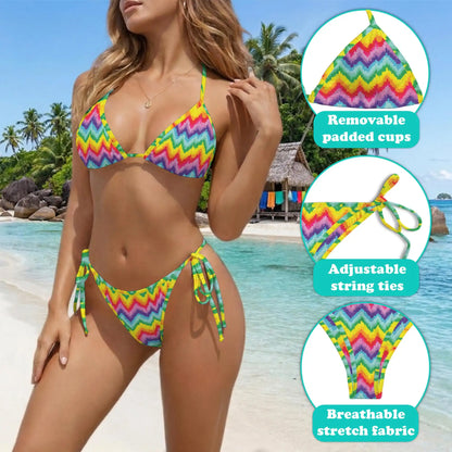LGBT Rainbow Bikini Set for Women, Two Piece Swimsuit, Pride Beachwear | Azhawaiian