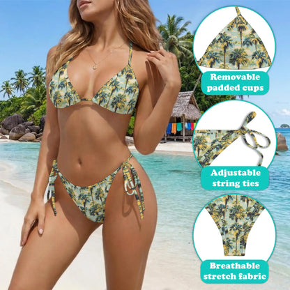 Lush Coast Bikini Set for Women, Two Piece Swimsuit, Tropical Palm Print Beachwear | Azhawaiian