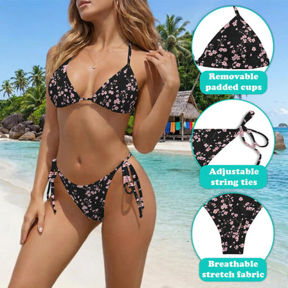 Mini Cherry Blossom Bikini Set for Women, Two Piece Swimsuit, Japanese Floral Beachwear | Azhawaiian