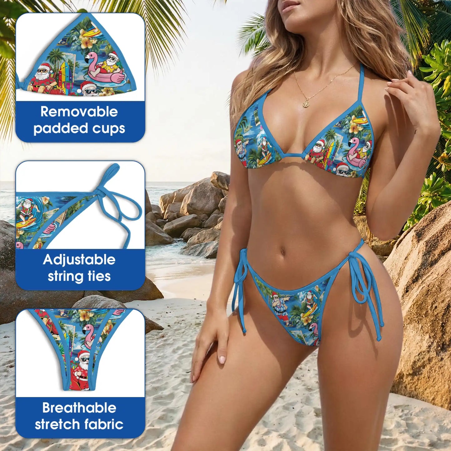 Christmas Santa Bikini Set, Tropical Holiday Two Piece Swimsuit | Azhawaiian