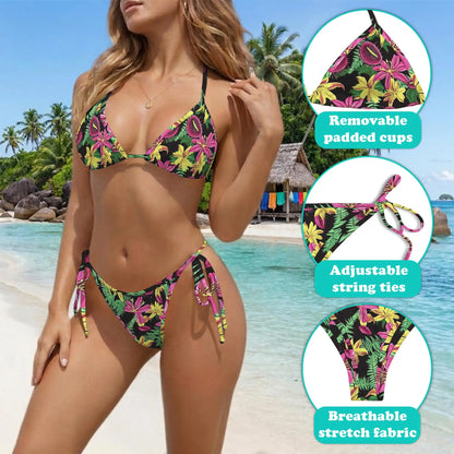 Flower Chunk Bikini Set for Women, Two Piece Swimsuit, Vibrant Floral Print Beachwear | Azhawaiian