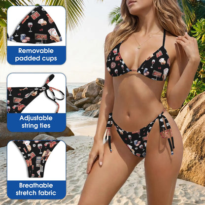 Las Vegas Bikini Set for Women, Two Piece Swimsuit, Casino-Themed Beachwear | Azhawaiian