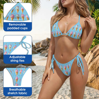 Ice Cream Bikini Set, Sweet Dessert Two Piece Swimsuit | Azhawaiian