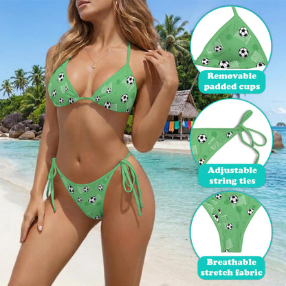 Ball Soccer Bikini Set for Women, Two Piece Swimsuit, Sports Beachwear | Azhawaiian