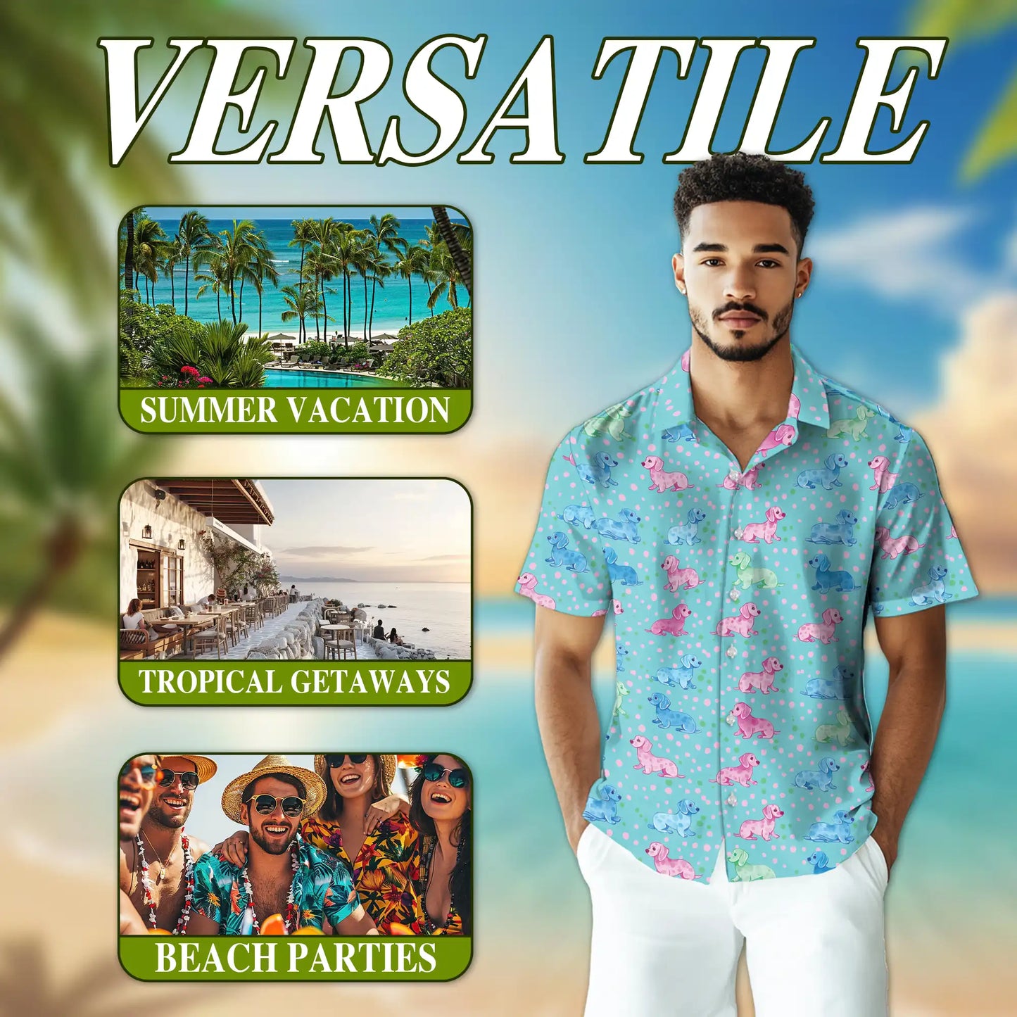 Dachshund Hawaiian Shirt For Men| Azhawaiian