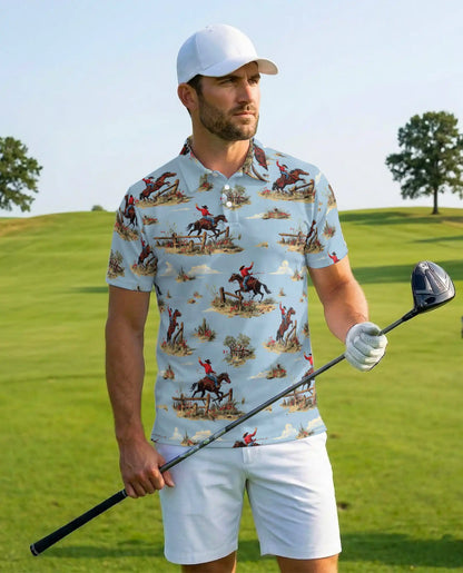 Rodeo Cowboy Polo Shirt for Men, Western Ranch Style | Azhawaiian