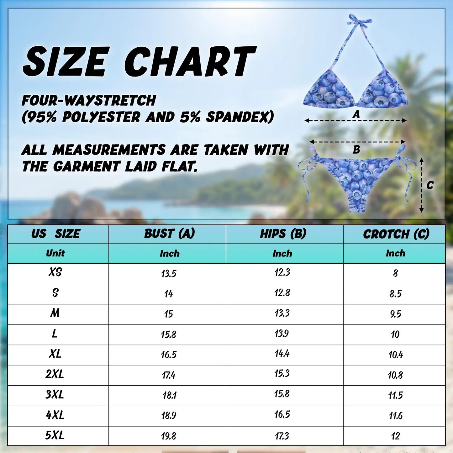 Blueberry Pattern Bikini Set for Women, Two Piece Swimsuit, Fruit Print Beachwear | Azhawaiian