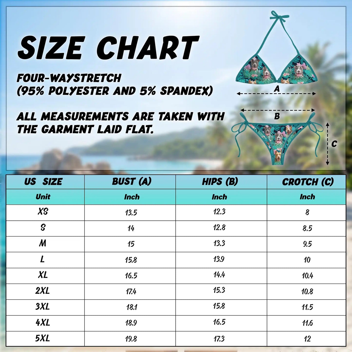 Tropical Pitbull Hibiscus Bikini Set for Women, Two Piece Swimsuit, Tropical Dog Beachwear | Azhawaiian