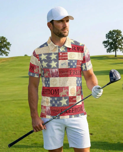 Independence Day Patriotic Polo Shirt for Men | Azhawaiian