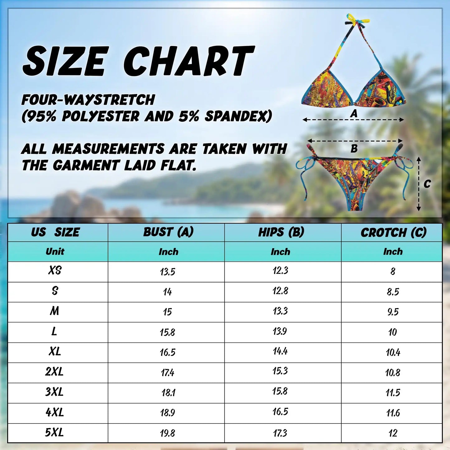 Colorful Saxophone Bikini Set for Women, Two Piece Swimsuit, Jazz Music Beachwear | Azhawaiian