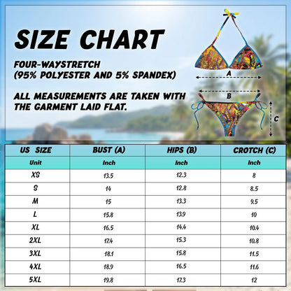 Colorful Saxophone Bikini Set for Women, Two Piece Swimsuit, Jazz Music Beachwear | Azhawaiian