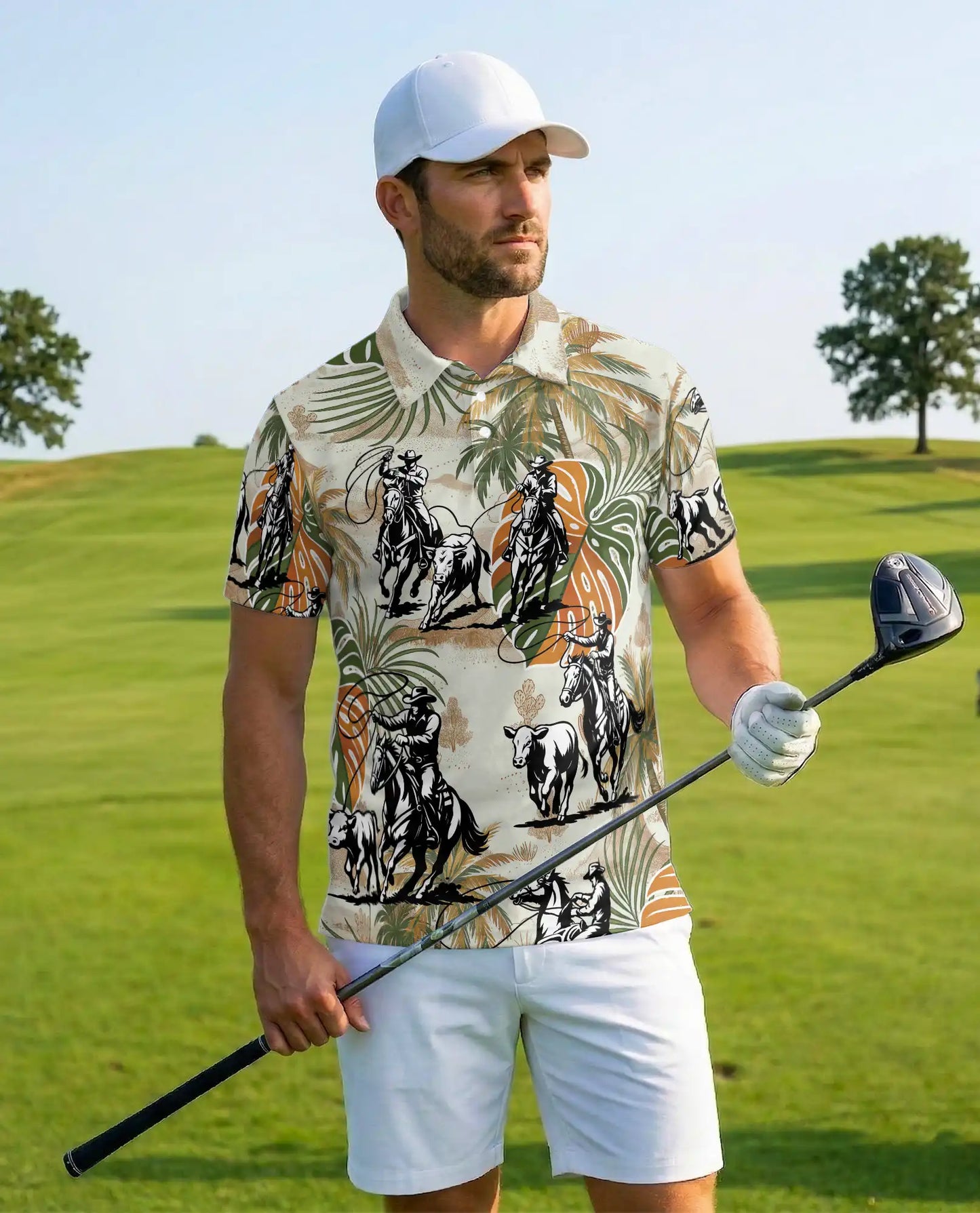 Cowboy Rodeo Cattle 3D Polo Shirt for Men | Azhawaiian