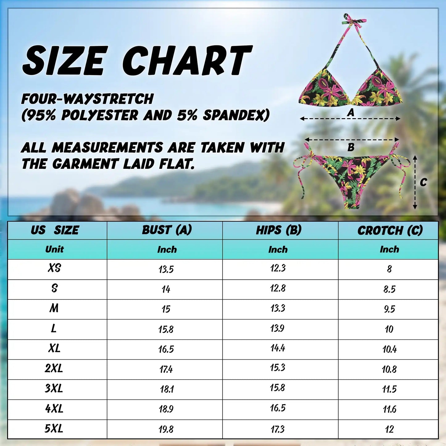Flower Chunk Bikini Set for Women, Two Piece Swimsuit, Vibrant Floral Print Beachwear | Azhawaiian