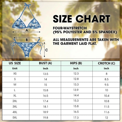 Sailboats Bikini Set for Women, Two Piece Swimsuit, Nautical Beachwear | Azhawaiian