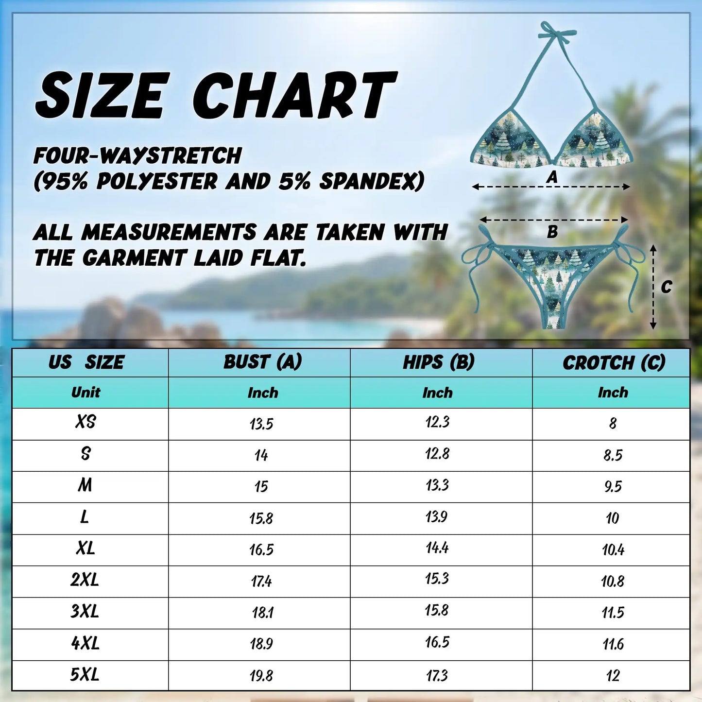 Christmas Tree Pattern Bikini Set for Women, Two Piece Swimsuit, Winter Holiday Beachwear | Azhawaiian