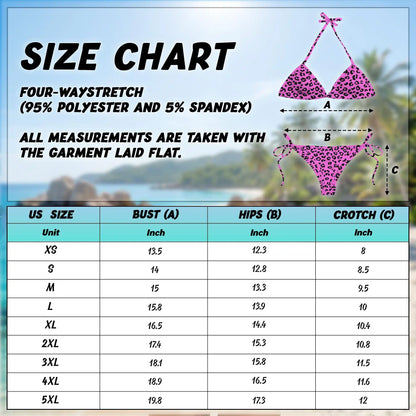 Pink Leopard Bikini Set for Women, Two Piece Swimsuit, Wild Animal Print Beachwear | Azhawaiian
