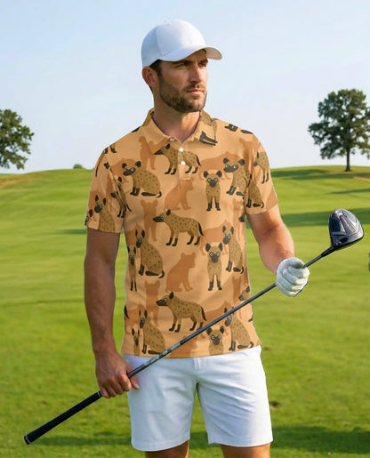 Hyena Polo Shirt, African Wildlife Print | Azhawaiian