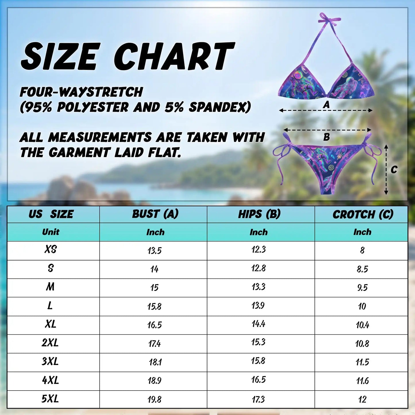 Astronauts Bikini Set for Women, Two Piece Swimsuit, Space and Astronaut Print Beachwear | Azhawaiian