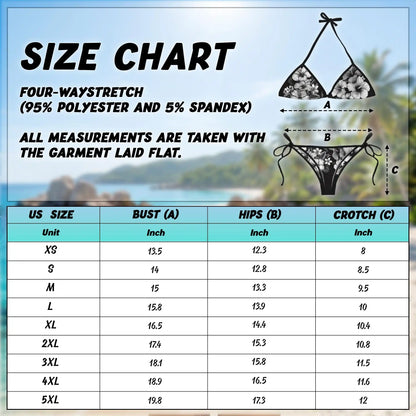 Black & White Hibiscus Bikini Set for Women, Two Piece Swimsuit, Tropical Floral Beachwear | Azhawaiian