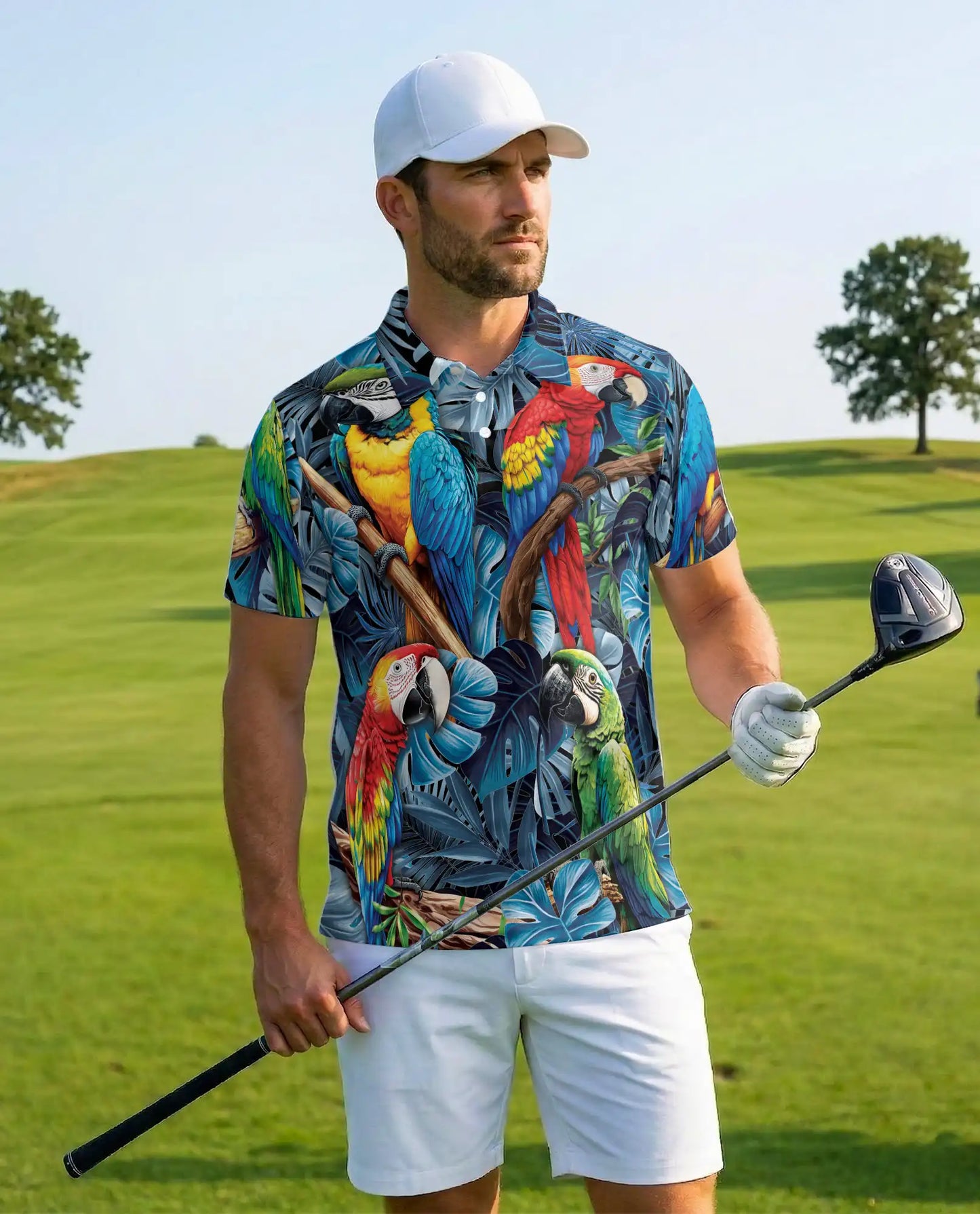 Tropical Parrot Polo Shirt - Colorful Macaw Jungle Style | Azhawaiian
