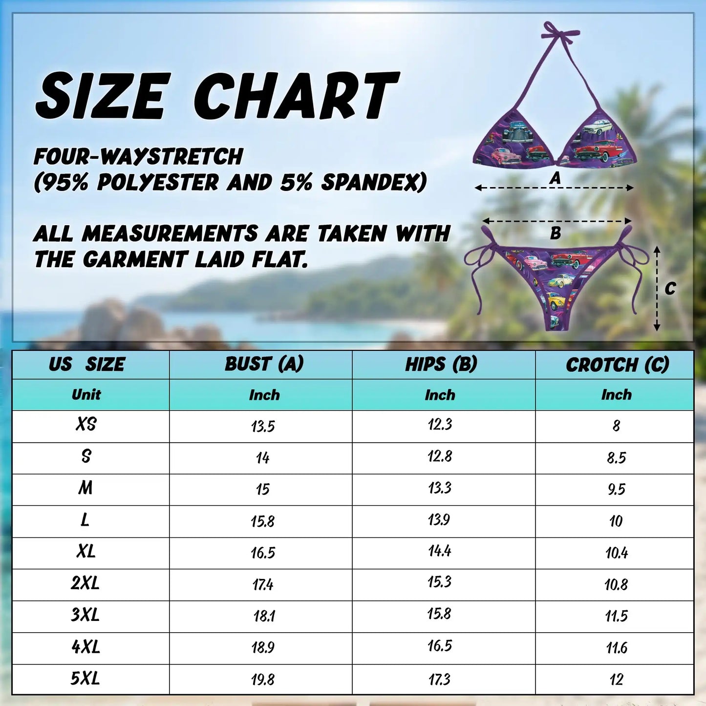 Classic Motorcar Bikini Set for Women, Two Piece Swimsuit, Retro Car Beachwear | Azhawaiian