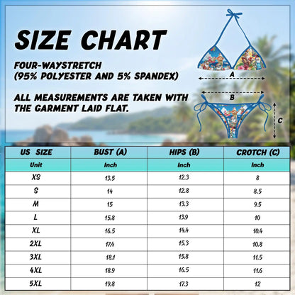 Funny Santa Claus Surfing Bikini Set for Women, Two Piece Swimsuit, Tropical Christmas Beachwear | Azhawaiian