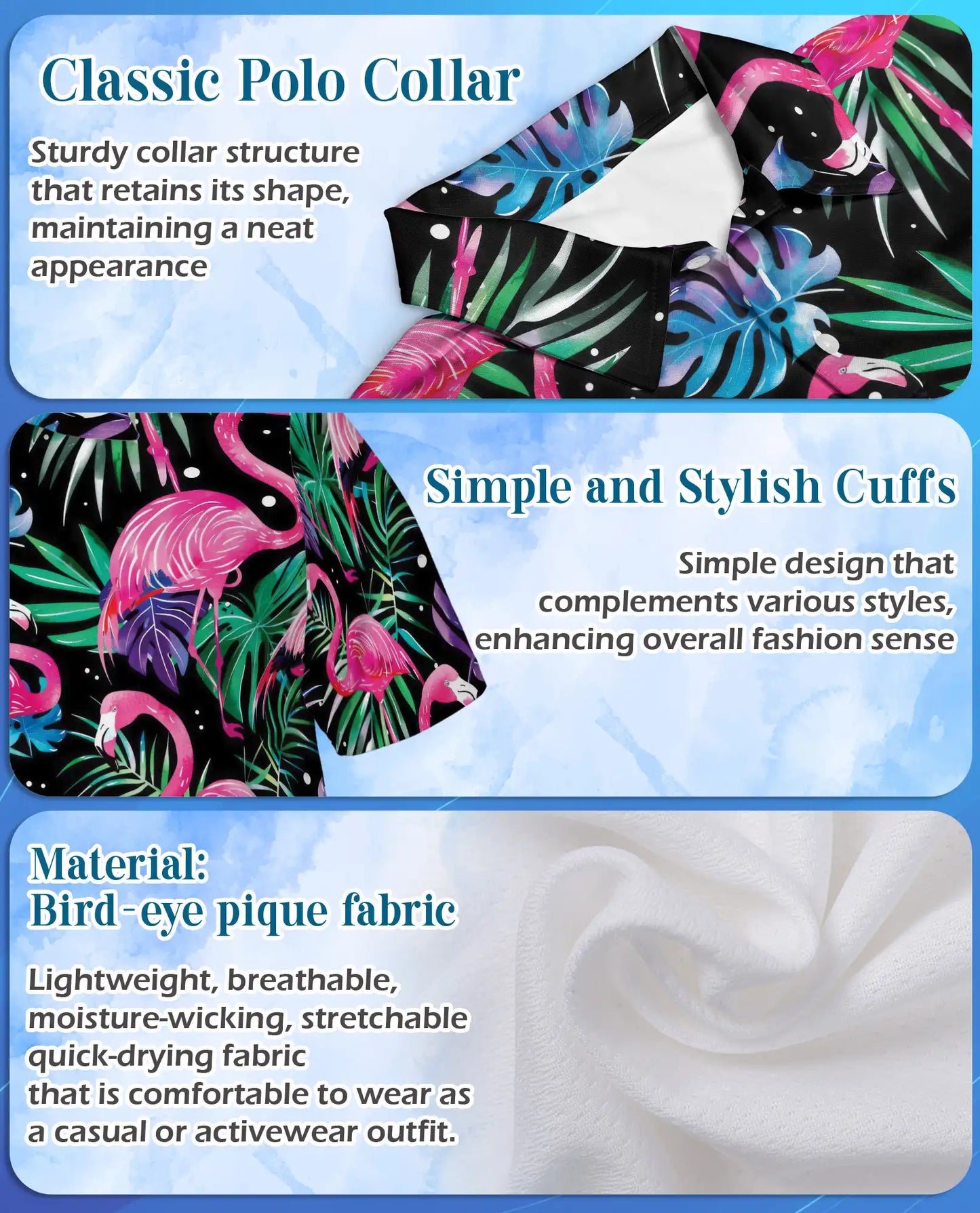 Pink Flamingo Polo Shirt for Men, Tropical Beach Style | Azhawaiian