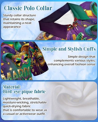 Mardi Gras Mask Polo Shirt - Carnival Festival Style | Azhawaiian
