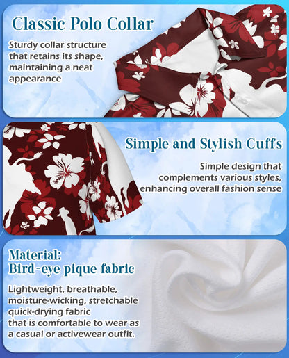 Red Rodeo Cowboy Floral 3D Polo Shirt for Men | Azhawaiian