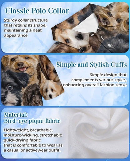 Schnoodle Dog 3D Polo Shirt for Men, Cute Puppy Design | Azhawaiian