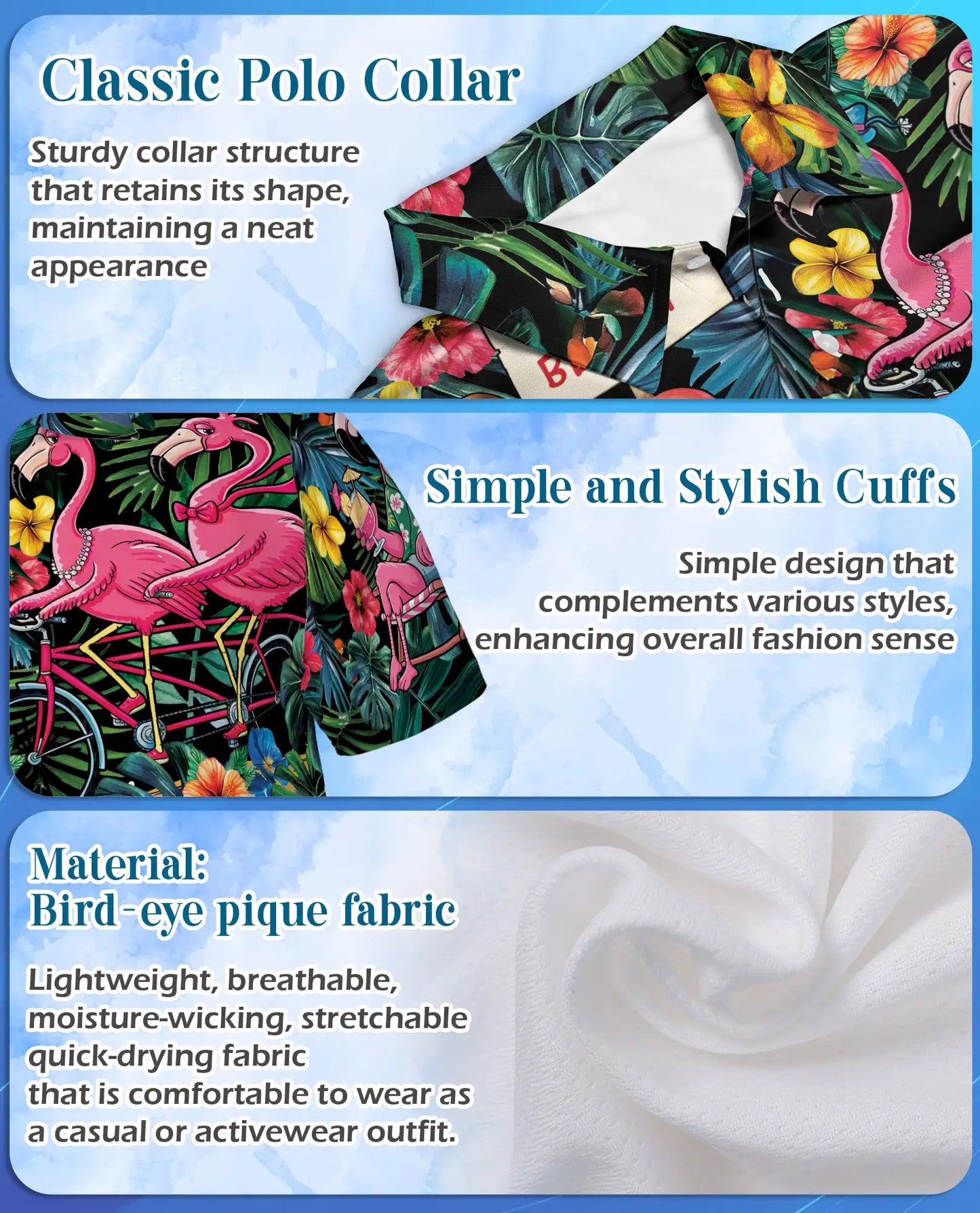 Tropical Flamingo Polo Shirt for Men, Beach Vacation Style | Azhawaiian