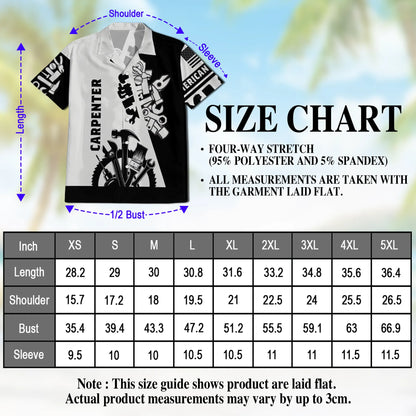 Carpenter Black White 3D Tools Matching Dog Owner Hawaiian Shirts, Funny Pet Aloha Shirt for Beach Vacation - Azhawaiian