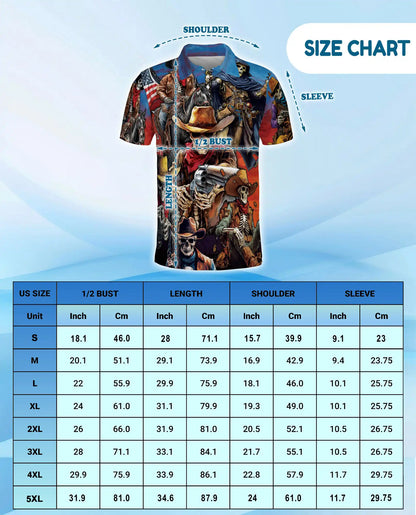 Skeleton Cowboy Polo Shirt - Wild West Outlaw Style | Azhawaiian