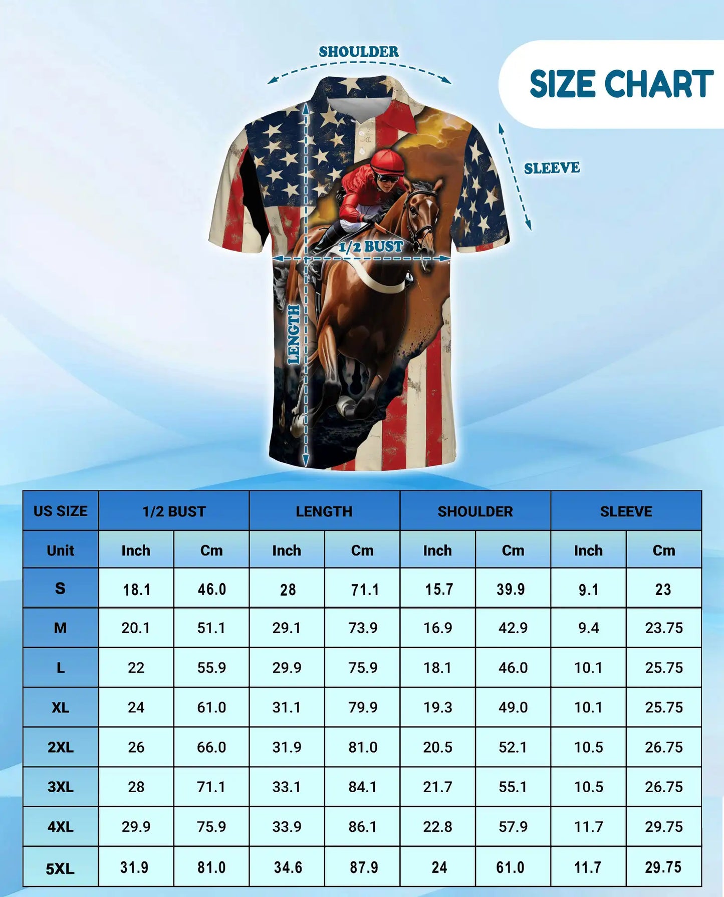 Red Horse Racing American Flag 3D Polo Shirt | Azhawaiian