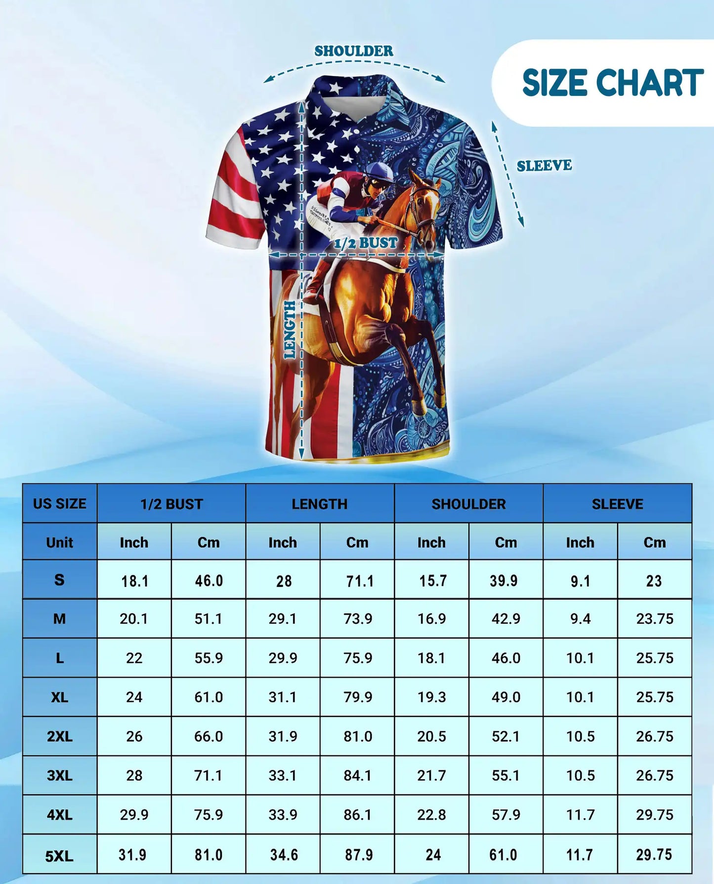 American Flag Horse Racing 3D Polo Shirt for Men | Azhawaiian