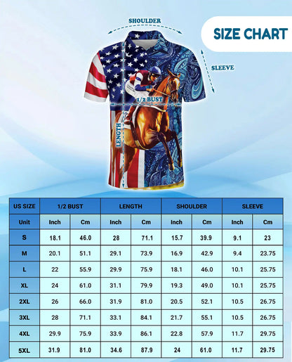 American Flag Horse Racing 3D Polo Shirt for Men | Azhawaiian