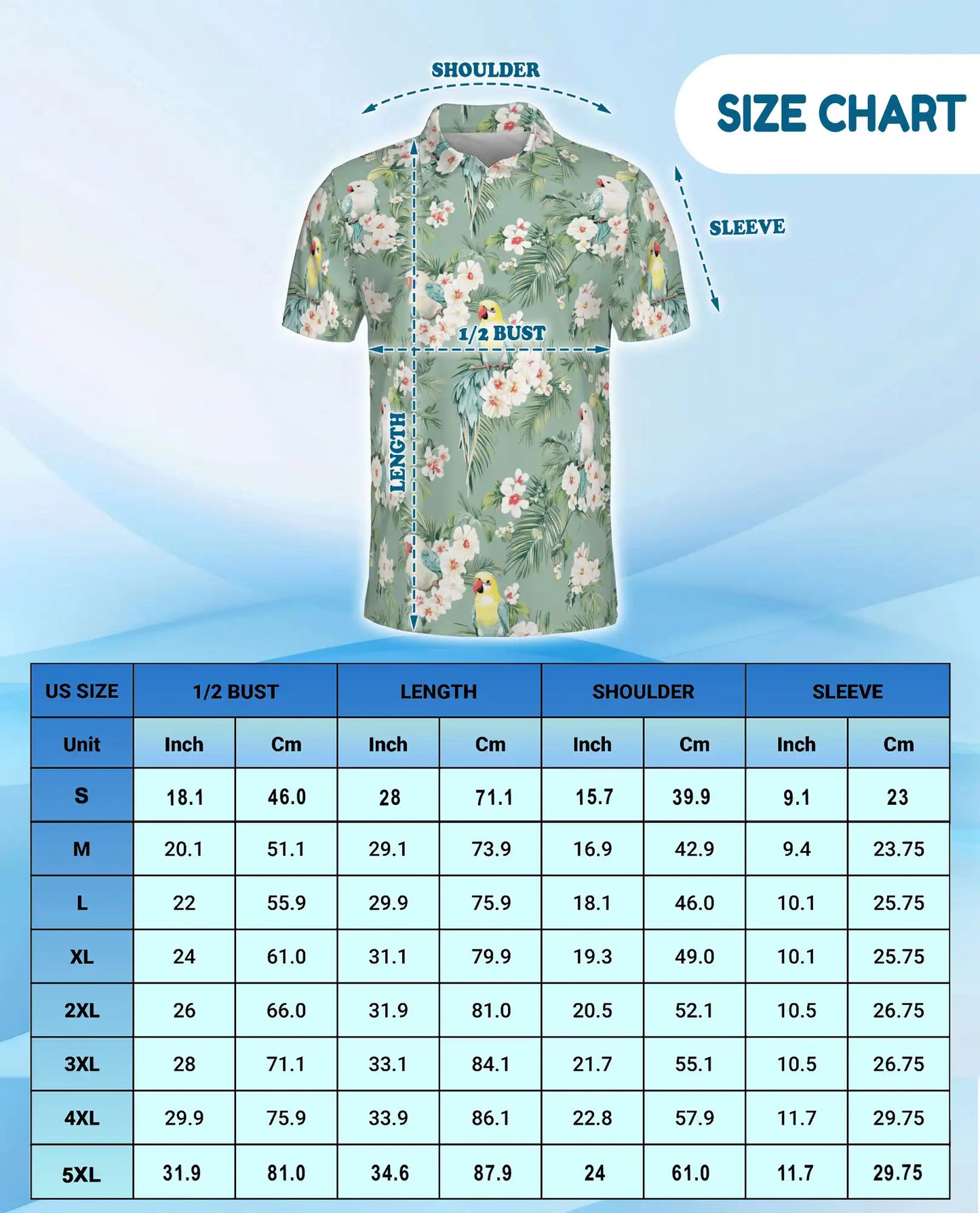 Tropical Parakeet Polo Shirt - Floral Bird Garden Style | Azhawaiian