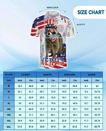 Patriotic Raccoon Polo Shirt for Men, USA Holiday Style | Azhawaiian