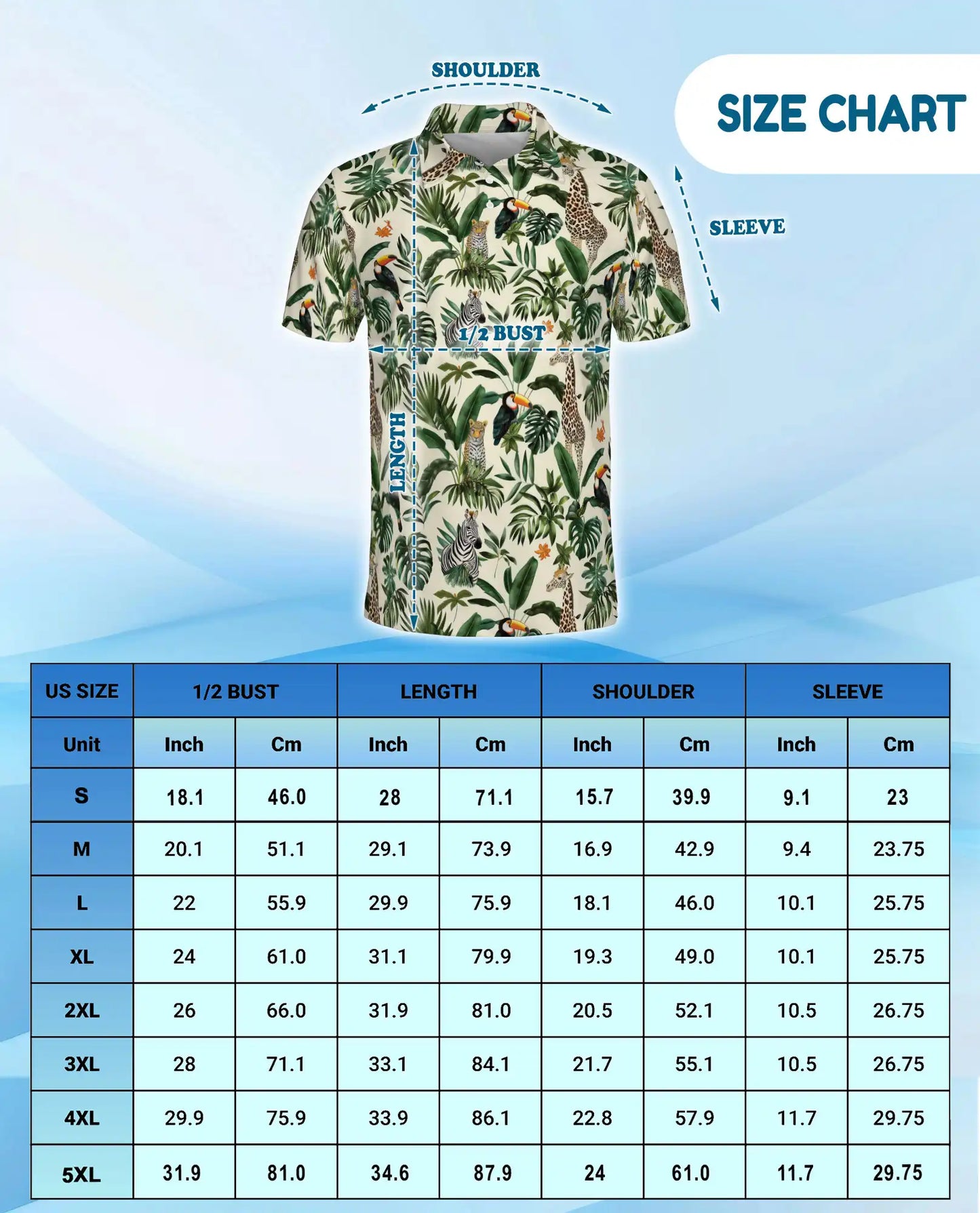 Jungle Wildlife Polo Shirt for Men, Summer Tropical Animal Print | Azhawaiian