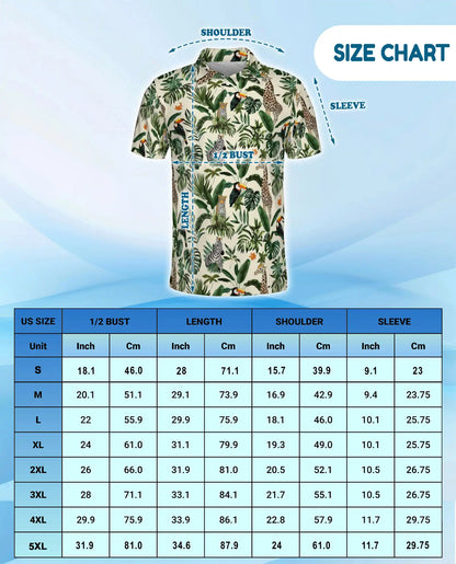 Jungle Wildlife Polo Shirt for Men, Summer Tropical Animal Print | Azhawaiian